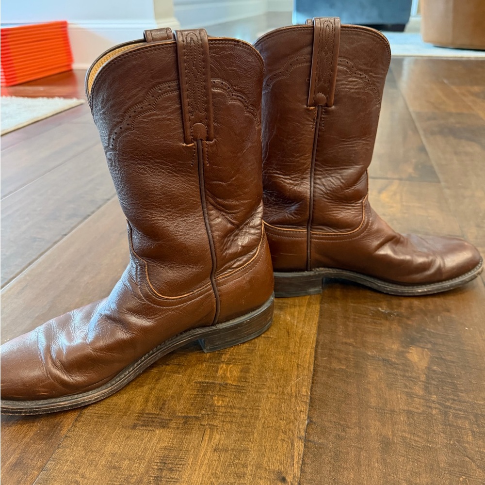 Lucchese Brown Leather Women's Heeled Cowboy Boots